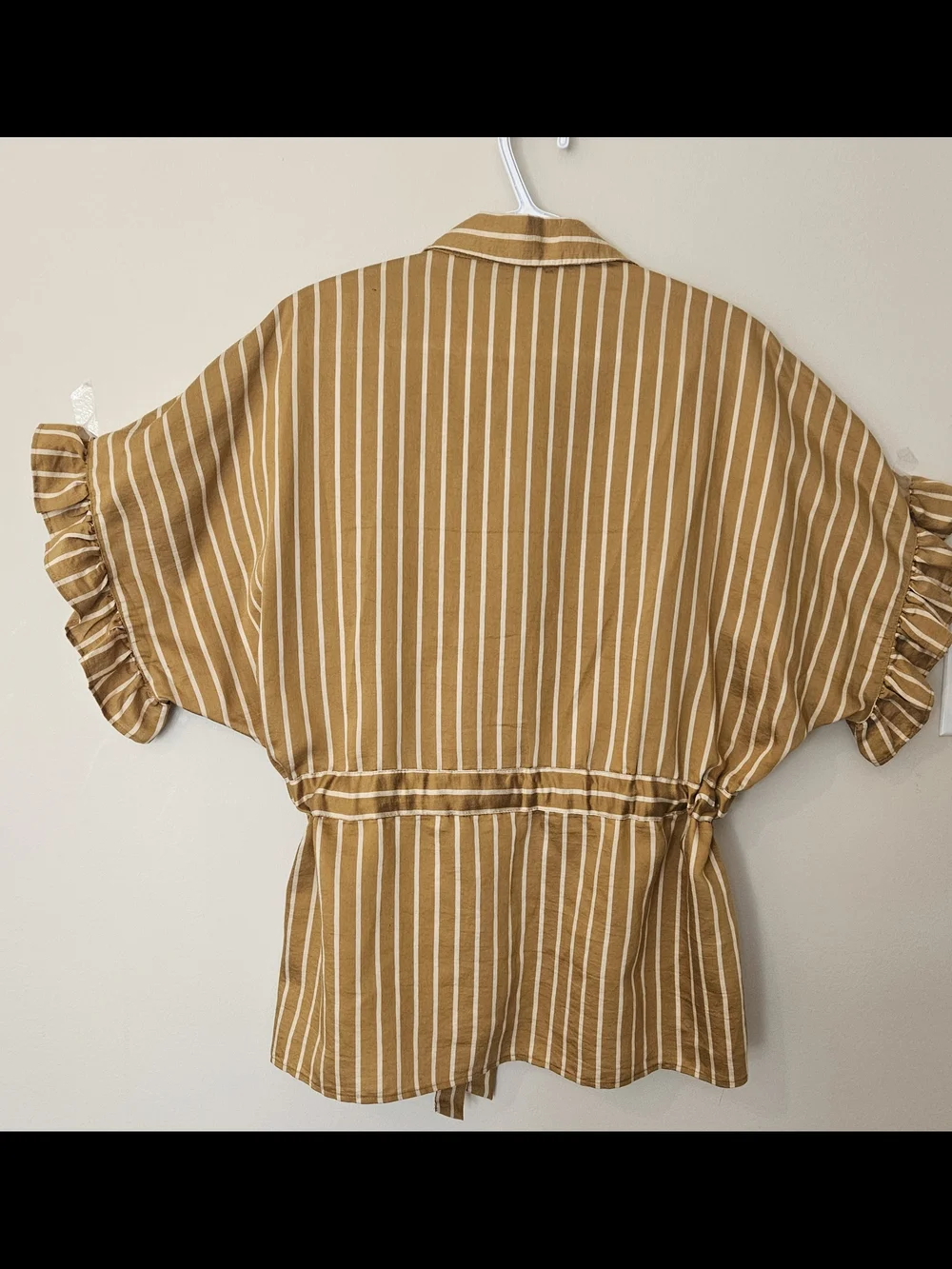 ZARA WOMAN Striped Cinch-Waist Button Shirt - Picture 6 of 14